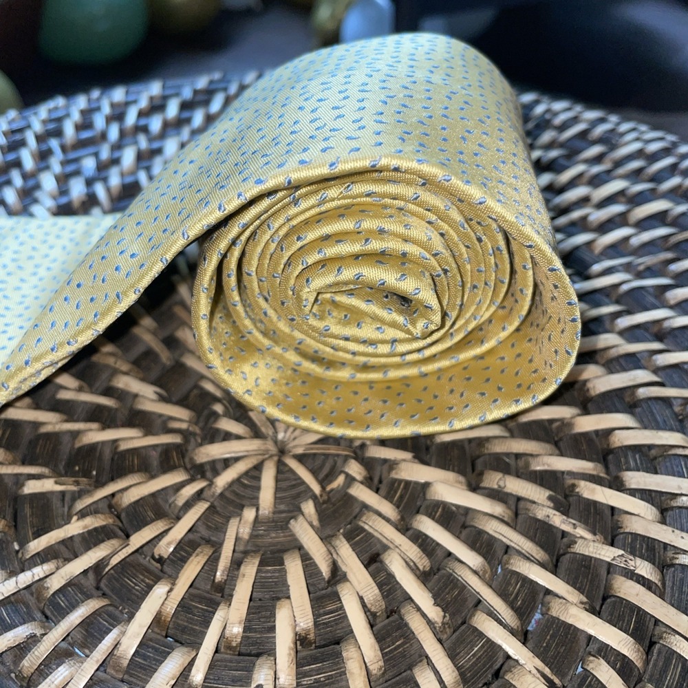 Brooks Brothers Pure Silk Men's Necktie‎ Trending Yellow Mini Blue Paisley 58" - Picture 3 of 8